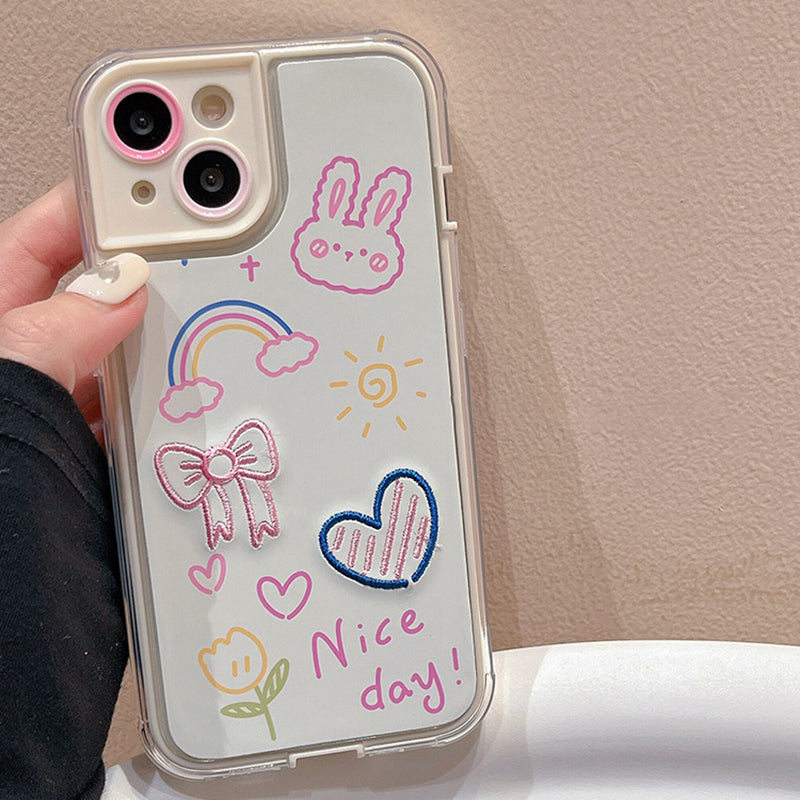 For iPhone 14 TPU Phone Protective Case Cute Butterfly and Love Embroidery Phone Back Cover For iPhone 14 TPU Phone Protective Case Cute Butterfly and Love Embroidery Phone Back Cover